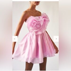 Bardot Fleurette Mini Dress in Lili Pink XL. 
It runs small, will fit a large.